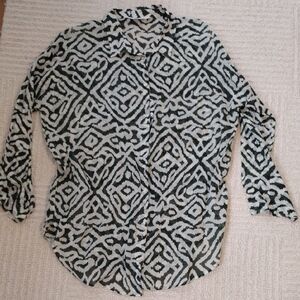 Primark Geometric Green and White Women's Tunic Shirt